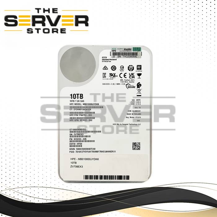 HPE 10TB SAS 12G 7.2K LFF 3.5" HDD Seagate Exos X10 MB010000JYDKK P44753-003 GPN#: 857652-002 ST10000NM015G 3CD233-035