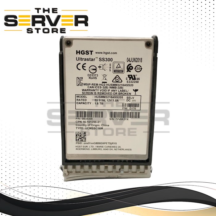 HGST Ultrastar SS300 1.6TB SAS 12G WI SSD 2.5" W/ Tray 0B35309 HUSMM3216ASS205