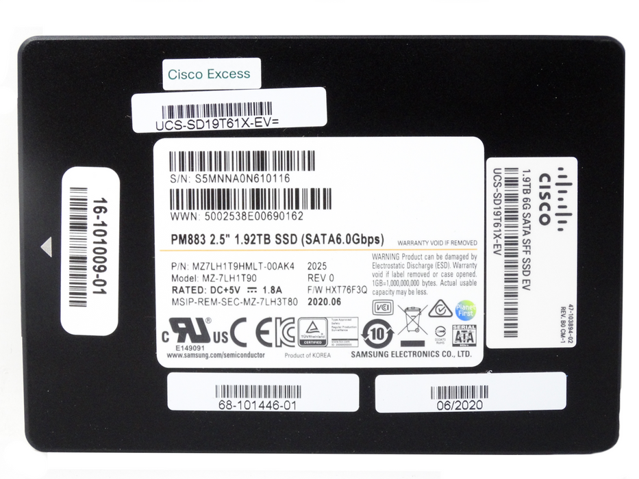 Cisco Enterprise Value 1.92TB SATA 6Gbps 2.5'' SSD Solid State Drive (UCS-SD19T61X-EV)