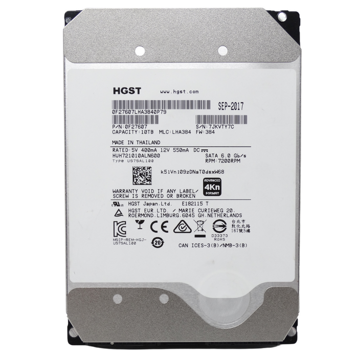 HGST 10TB 7.2K 6Gbps SATA 3.5'' HDD Hard Drive 4Kn (0F27607)