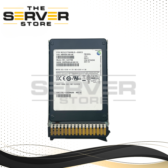 Samsung 7.68TB SAS 12G RI 2.5" 15mm SSD PM1633a MZ-ILS7T60 Series for Lenovo ThinkSystem Server (with Lenovo Tray)