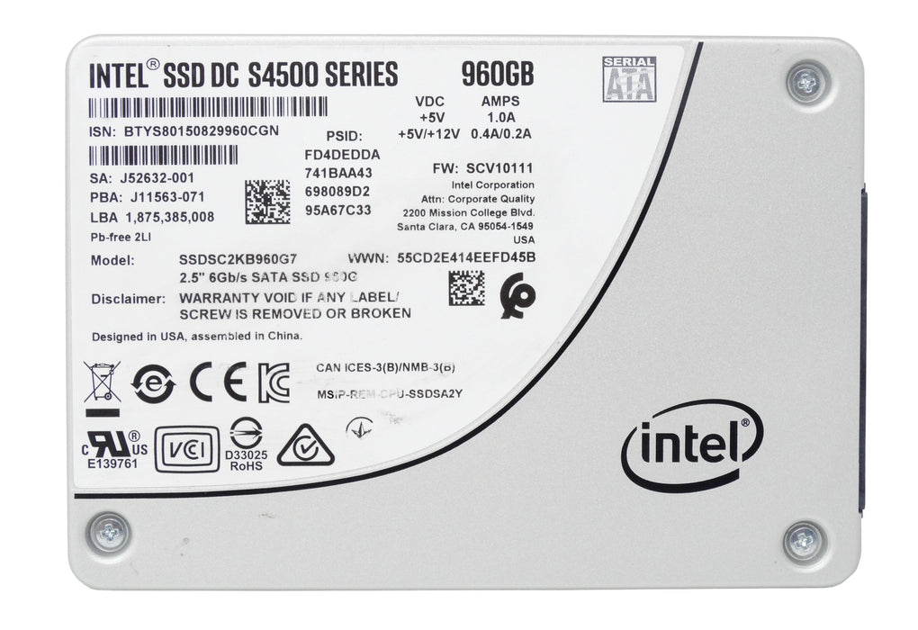 Intel DC S4500 Series 960GB 2.5'' SATA 6Gb/s SSD Solid State Drive (SSDSC2KB960G7)