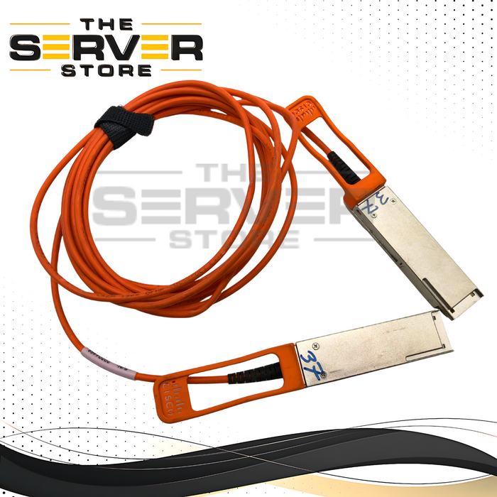 Cisco 3 Meter (9.8ft) 40GbE QSFP+ to QSFP+ Active Optical Cable (AOC). P/N: 10-2927-03, QSFP-H40G-AOC3M.