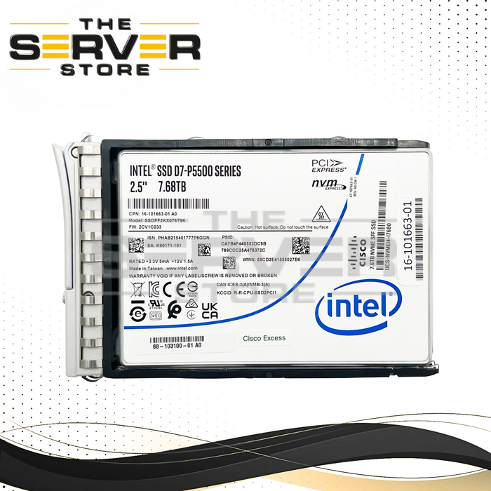 Cisco 7.68TB U.2 NVME High Performance Medium Endurance SSD Intel D7-P5500 UCS-NVMEI4-I7680