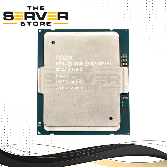 Intel Xeon E7-8870v3 Processor. 2.1GHz Base Clock. 18 Cores / 36 Threads. 45MB Cache. 140W TDP. LGA2011-1 Socket. P/N: SR21Y.