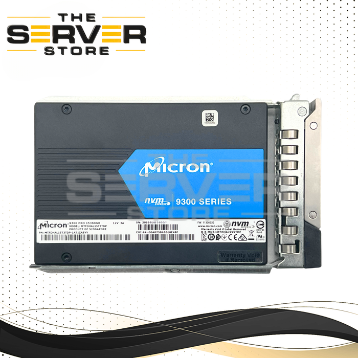 Micron 15.36TB NVMe U.2 PCIe Gen 3.0 x4 RI SFF 2.5" SSD 9300 PRO Series Enterprise MTFDHAL15T3TDP For Dell PowerEdge Server (Dell PowerEdge G15th Included)