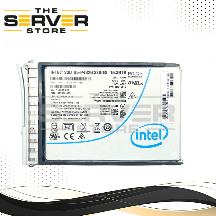 Intel 15.36TB NVMe U.2 PCIe Gen3.0 x4 RI 2.5" SSD D5-P4326 Series for Cisco UCS C-Series SSDPE2NV153T8
