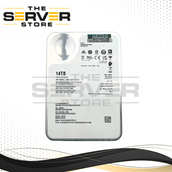 HPE 14TB SATA 6G 7.2K RPM LFF 3.5" HDD Business Critical Seagate Exos X16 ST14000NM001G MB014000GWZGV P15759-003