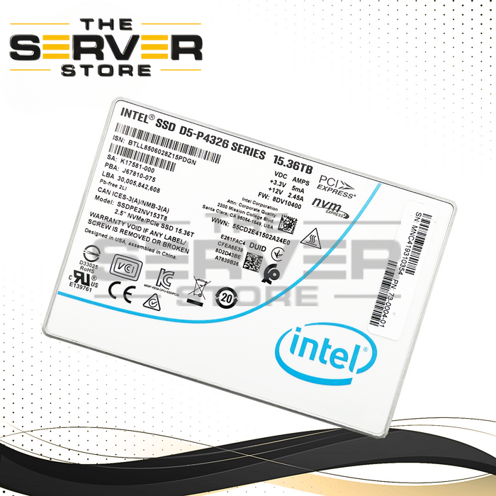 Intel 15.36TB NVMe x4 U.2 SFF 2.5" SSD D5-P4326 Series PCIe 3.1 QLC J6781-075 SSDPE2NV153T8