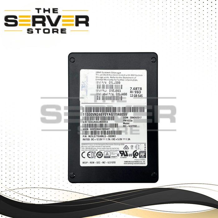 IBM 7.68TB SAS 12G SFF 2.5" SSD Samsung PM1633a MZ-ILS7T60 MZILS7T6HMLS-000M3 (No Tray)
