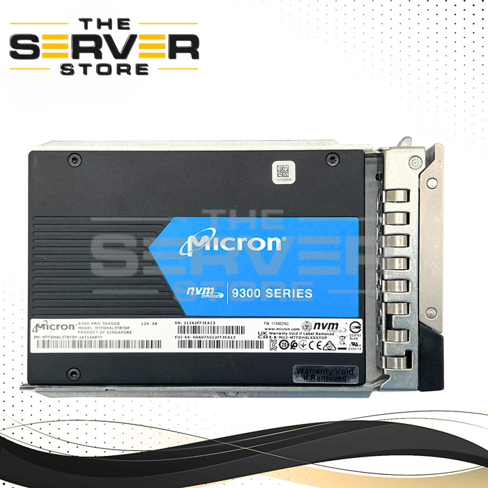 Micron 3.84TB NVMe U.2 PCIe Gen 3.0 x4 RI 2.5" SSD 9300 Pro Series MTFDHAL3T8TDP With Dell PowerEdge Gen 14th Tray
