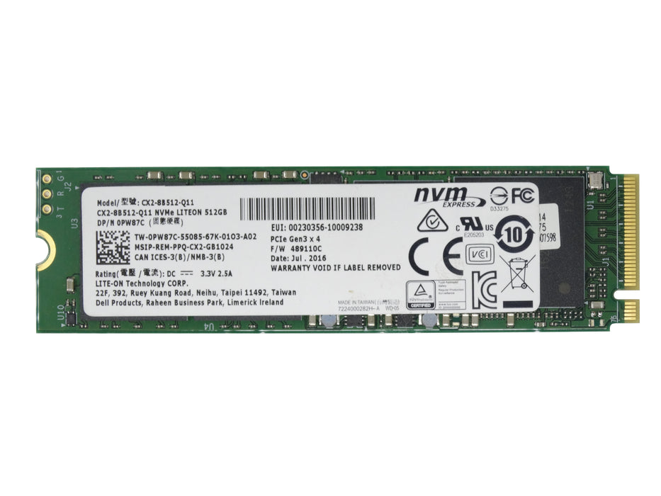 Dell LITE-ON 512GB M.2 SATA NVMe Solid State Drive CX2-8B512-Q11 (0PW87C)