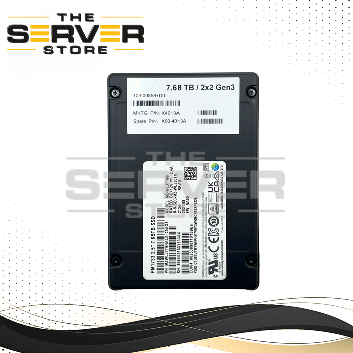 NetApp 7.68TB NVME U.2 PCIe Gen 4.0 x4 RI SFF 2.5" SSD Samsung PM1733 Series MZ-WLJ7T60 X4013A X90-4013A