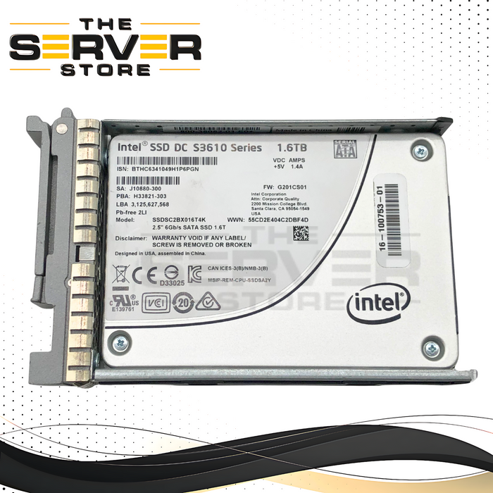 Cisco Intel DC S3610 1.6TB SATA 6Gb/s 2.5-inch SFF Mixed-Use Enterprise Solid State Drive (SSD) in Caddy. P/N: 16-100753-01.