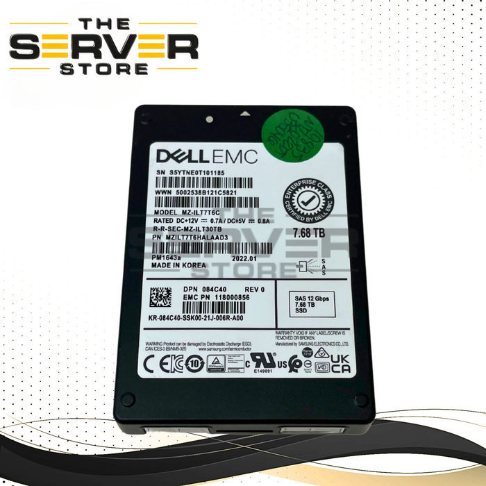 Dell/EMC PM1643a 7.68TB 12Gbps SAS RI TLC 2.5 SSD (84C40)