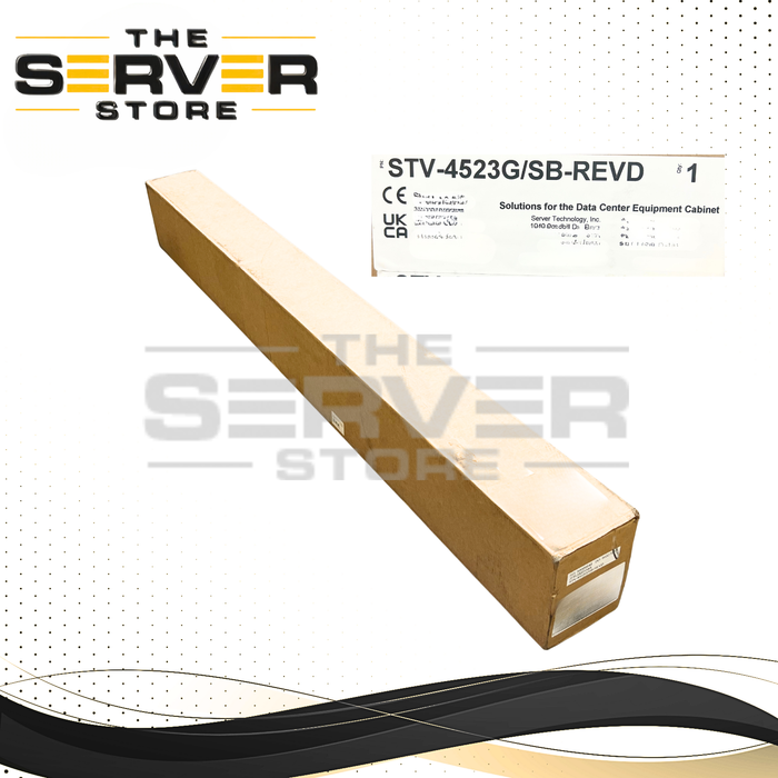 (NEW OPEN BOX) Server Technology PRO2 Switched 0U Vertical 3-Phase Wye PDU with PIPS, 240V/415V 24A Continuous (32A Max) Input, IEC 60309 3P+N+PE Red Plug, 48x IEC C13 High-Retention Outlets STV-4523G-SB-revD