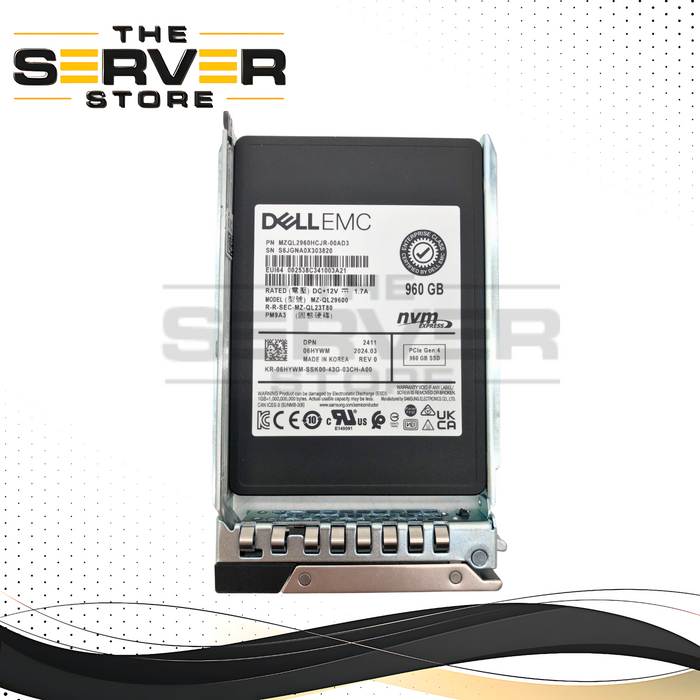 Dell 960GB NVMe U.2 x4 RI SFF 2.5" U.2 SSD Samsung PM9A3 MZ-QL29600 06HYWM 6HYWM