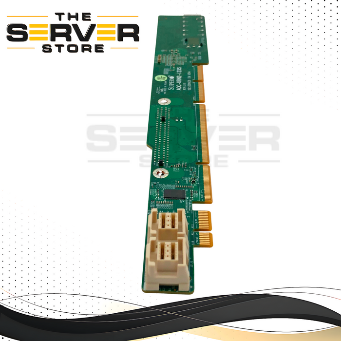 Supermicro 1U Ultra Riser Card with Onboard Dual-Port 10GbE SFP+ (Intel X710) & Dual Mini-SAS HD NVMe Ports. P/N: AOC-URN2-I2XS.
