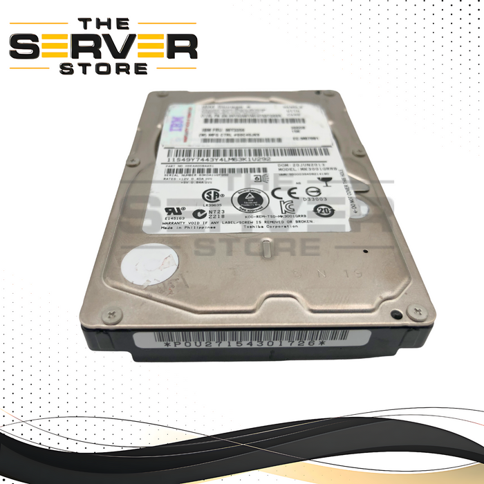 IBM Toshiba 300GB 15000RPM 6Gb/s SAS 2.5-inch SFF Enterprise Hard Disk Drive for System x Servers. P/N: HDEAA00BAA51, MK3001GRRB, 98Y3359.
