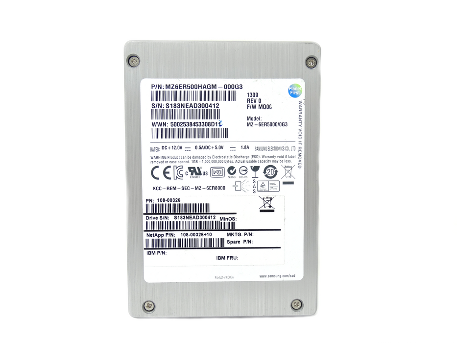 NetApp Samsung 500GB SAS 2.5'' Solid State Drive (MZ-6ER5000/0G3)