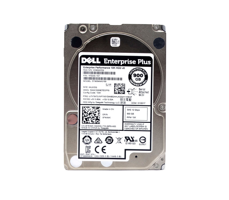 Dell Enterprise 900GB 10K 12G 12Gbps SAS 2.5'' HDD Hard Drive (F4VMK)