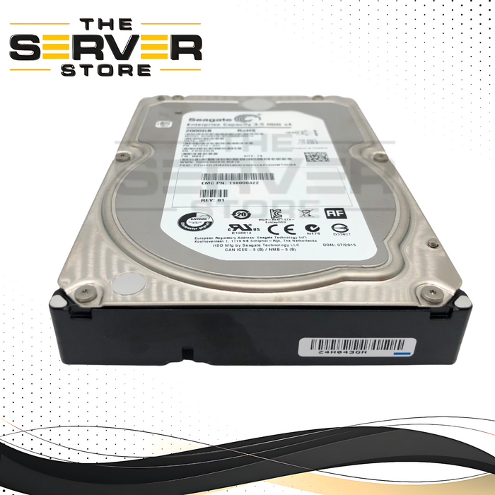 Dell EMC Seagate Enterprise Capacity v4 2TB 7200RPM 12Gb/s SAS 3.5-inch LFF 4Kn Hard Drive. P/N: ST2000NM0014.