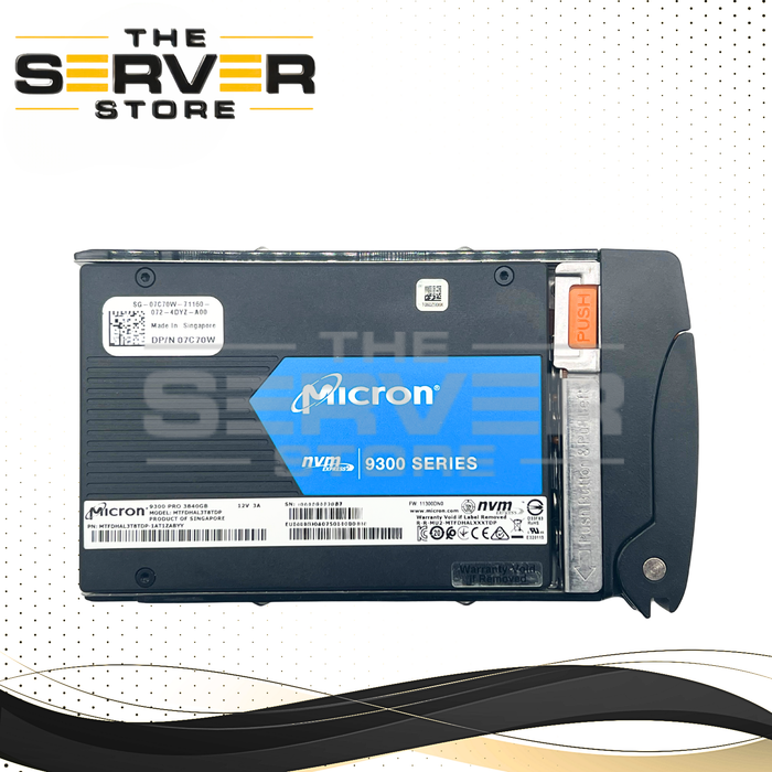 Micron 3.84TB NVMe U.2 PCIe Gen 3.0 x4 SFF 2.5" 15mm SSD 9300 Series MTFDHAL3T8TDP for Supermicro Server (Supermicro Tray Included)