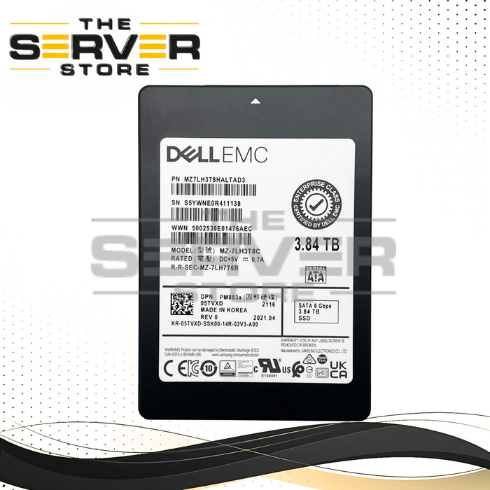 Dell EMC 3.84TB SATA 6G RI SFF 2.5" SSD Samsung PM883a MZ-7LH3T8C 05TVXD 5TVXD