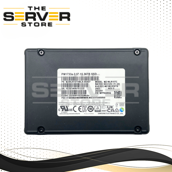 Samsung 15.36TB NVMe U.3 PCIe Gen 4.0 x4 RI SFF 2.5" SED SSD PM1733a Series MZ-WLR15TC MZWLR15THBLA-00A07