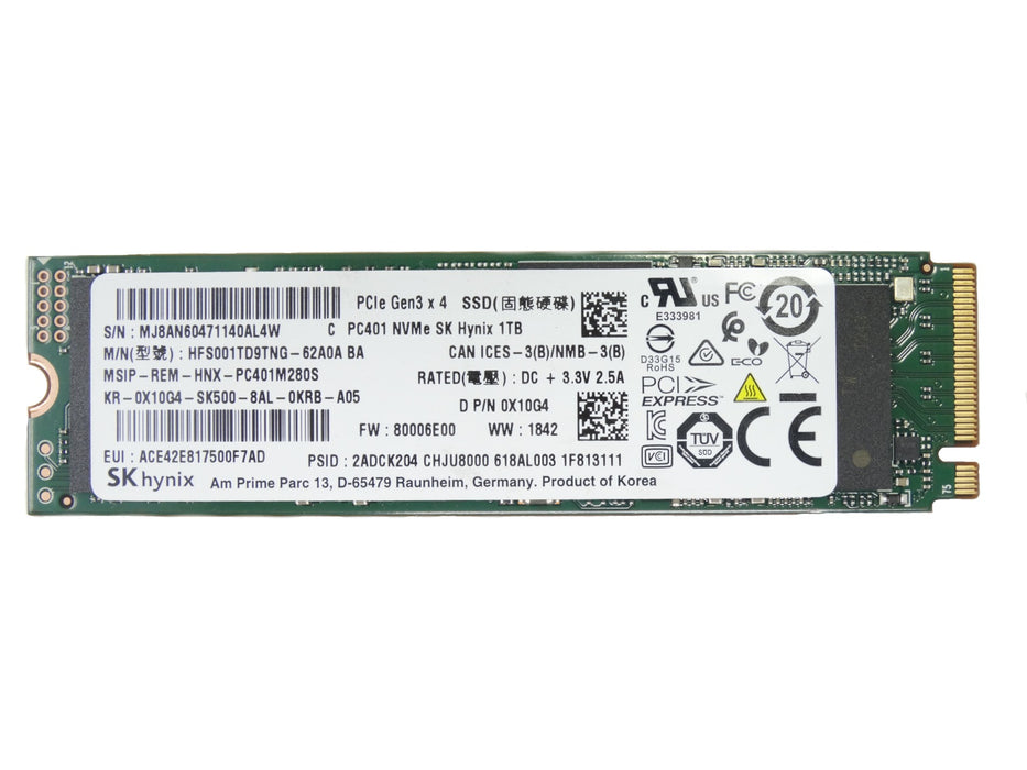 Dell 1TB M.2 2280 NVMe PCIe Gen3 x4 SSD Solid State Drive (0X10G4)