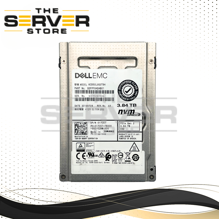 (New Open Box) Dell EMC 3.84TB NVMe U.2 PCIe Gen 3.0 x4 RI 2.5" SSD Kioxia CD5 KCD5XLUG3T84 017C57 17C57