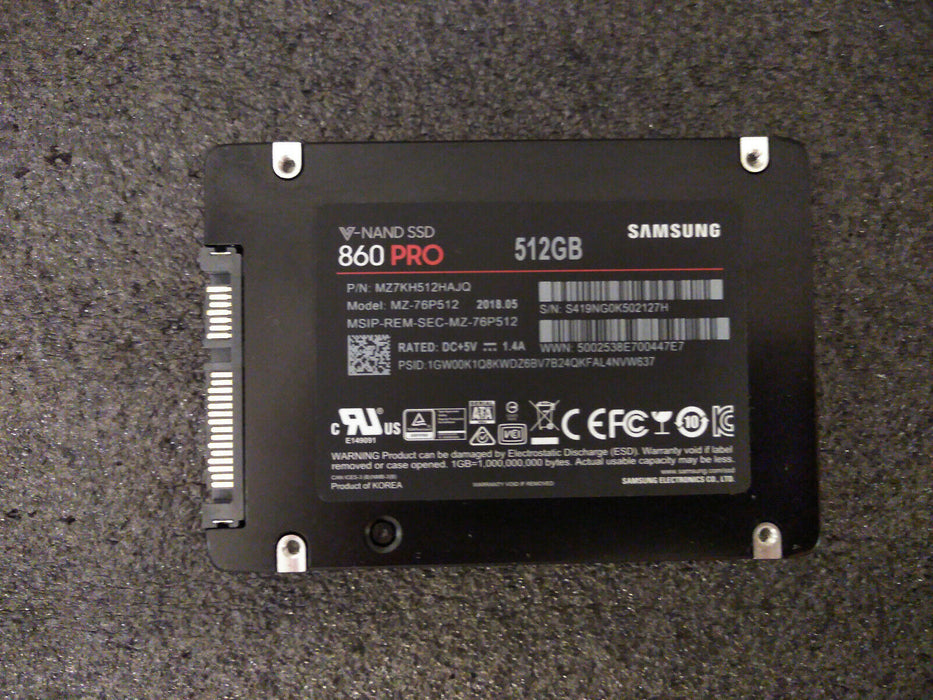 Samsung 860 Pro 512GB 6Gbps SATA III 2.5'' SSD Solid State Drive (MSIP-REM-SEC-MZ-76P512)