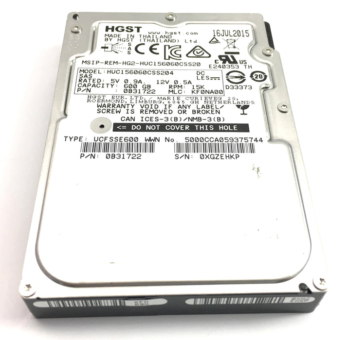 HGST 600GB 15K SAS 2.5'' HARD DRIVE (HUC156060CSS204)