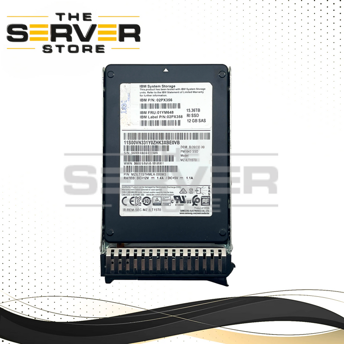 Samsung 15.36TB SAS 12G RI SFF 2.5" 15mm SED SSD PM1643 Series MZ-ILT15T0 MZILT15THMLA-000M3 for Lenovo ThinkSystem Server (Lenovo ThinkSystem Tray Included)