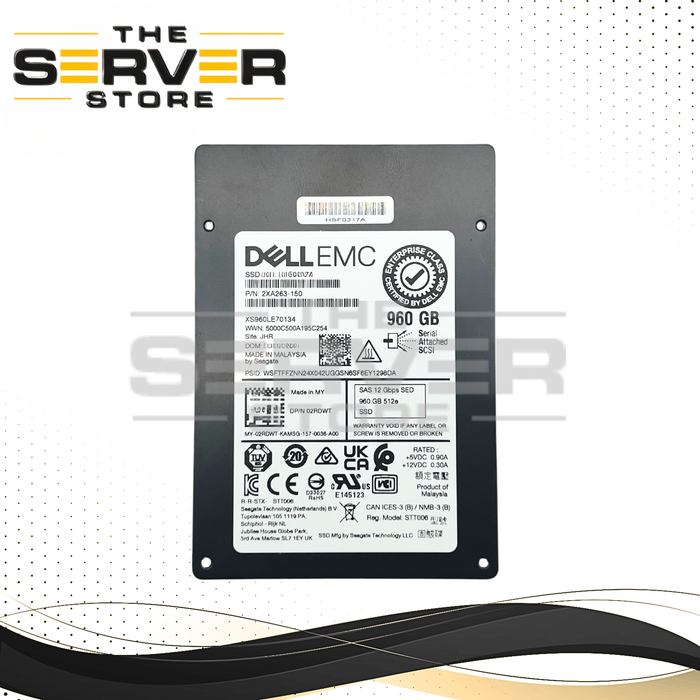Dell EMC 960GB SAS 12G MU SFF 2.5" 15mm SED SSD Seagate Nytro 2032 Series 2532 Model XS960LE70134 02RDWT 2RDWT