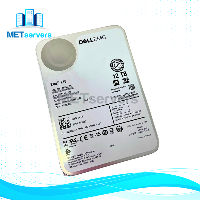 DellEMC Exos X16 12TB 7.2K RPM SATA 6Gbps 512e Enterprise HDD Hard Drive (ST12000NM005G)