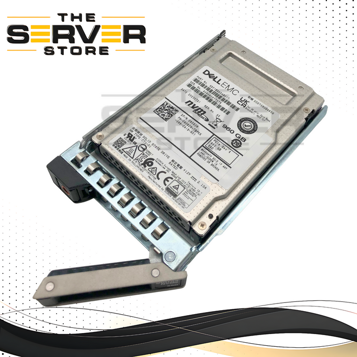 Dell Kioxia 960GB PCIe 4.0 NVMe Read Intensive 2.5-inch U.2 Solid State Drive (SSD) with 14-Gen Tray. * (0-10 POH) 100% Health. *  P/N: 8082N.