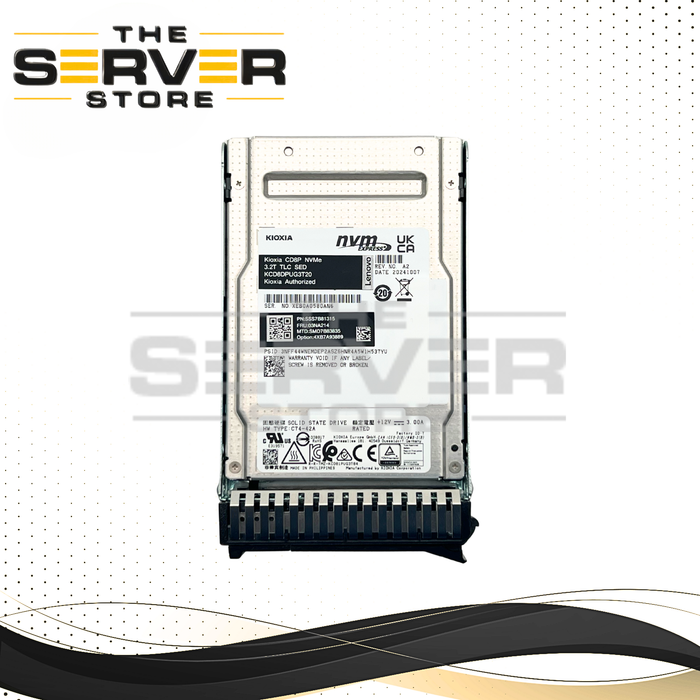 Lenovo 3.2TB NVMe U.3 PCIe Gen 5.0 x4 SFF 2.5" SED SSD Kioxia CD8P-V Series KCD8DPUG3T20 4XB7A93889 03NA214 (Lenovo Tray Included)