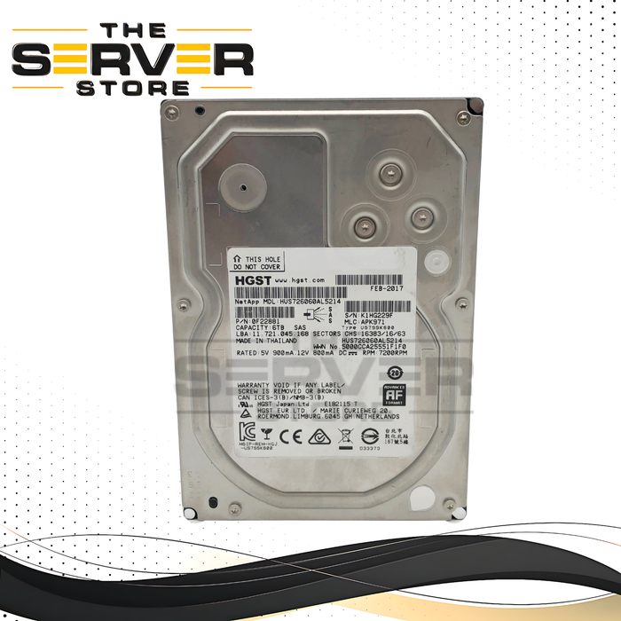 HGST UltraStar 7K6000 6TB 3.5" SAS 7200rpm Hard Disk Drive. P/N: 0F22881.