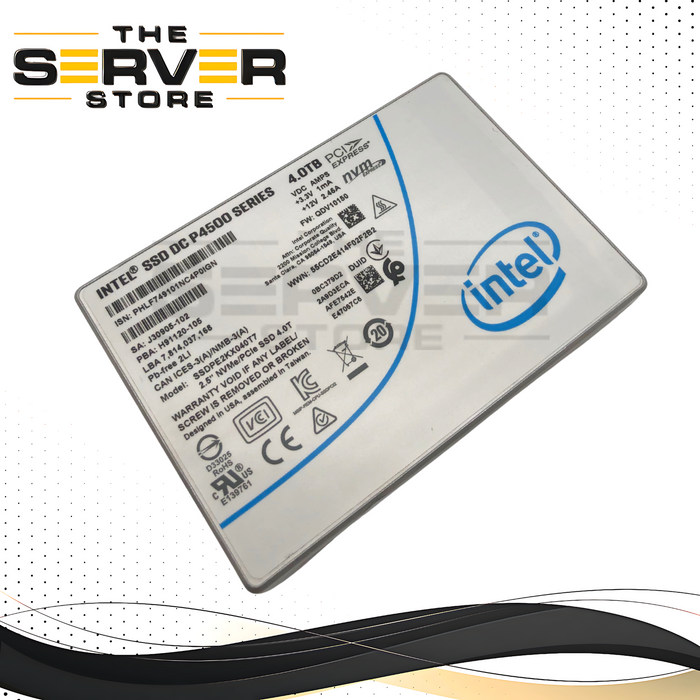 Intel DC P4500 4TB NVMe 2.5-inch U.2 3D TLC Solid State Drive (SSD) P/N: SSDPE2KX040T7.