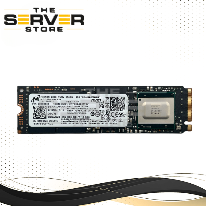 Dell 256GB NVME 2280 M.2 PCIe G3 x4 SSD Micron 2300 MTFDHBA256TDV 00C2G4 0C2G4