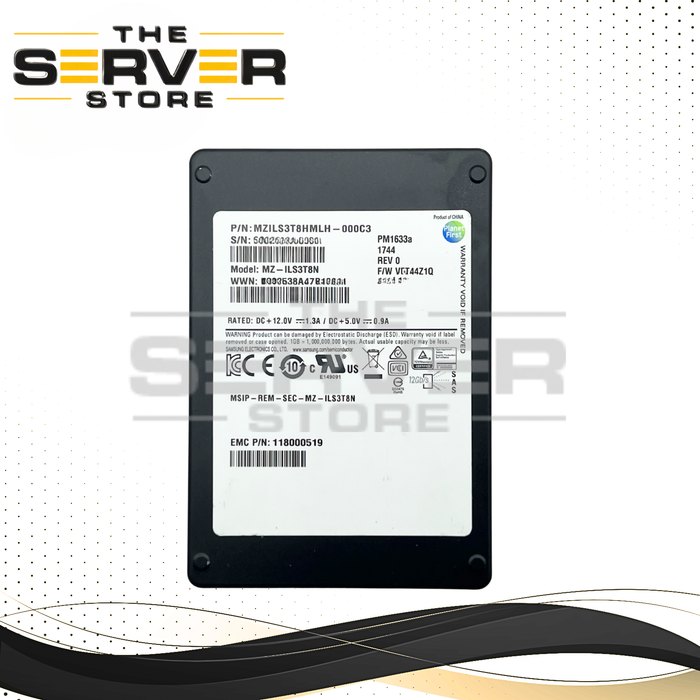 EMC 3.84TB SAS 12G RI SFF 2.5" 15mm SSD Samsung PM1633a Series MZ-ILS3T8N 118000519