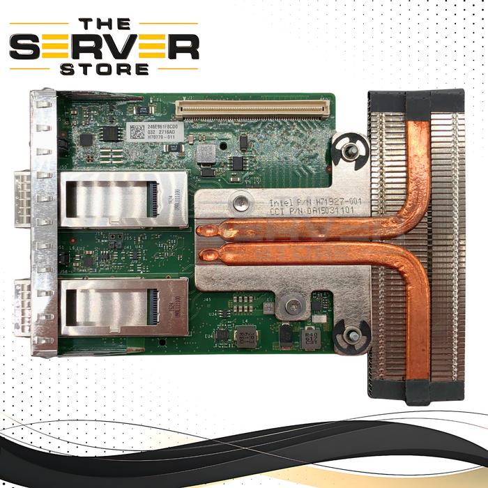 Dell Intel XL710-QDA2 Dual Port 40 Gigabit Ethernet (40GbE) QSFP+ PCIe 3.0 Network Interface Controller (NIC) Mezzanine Card. P/N: XD56X, 0XD56X.