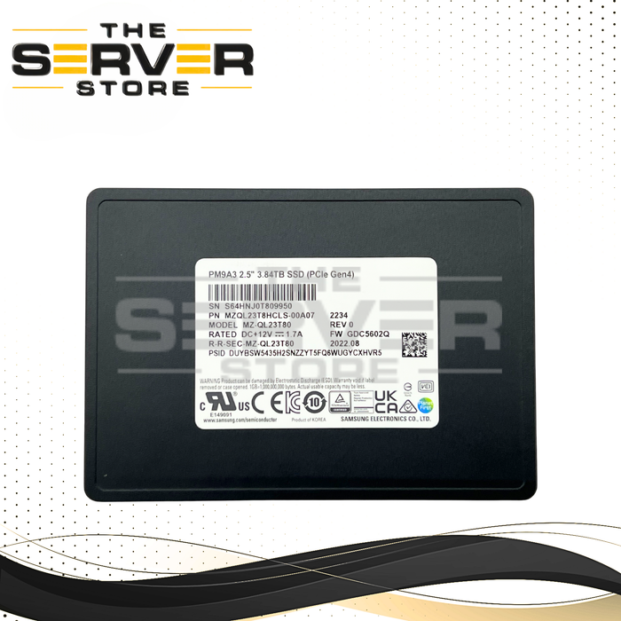 Samsung 3.84TB NVMe x4 U.2 RI 2.5" SED SSD PM9A3 MZ-QL23T80 MZQL23T8HCLS-00A07