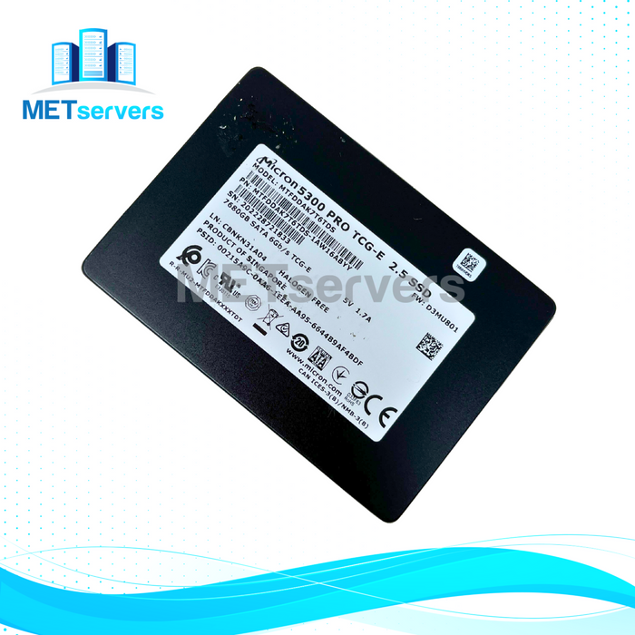 Micron 5300 PRO 7.68TB SATA 6Gb/s 2.5" SSD Solid State Drive (MTFDDAK7T6TDS-1AW16)