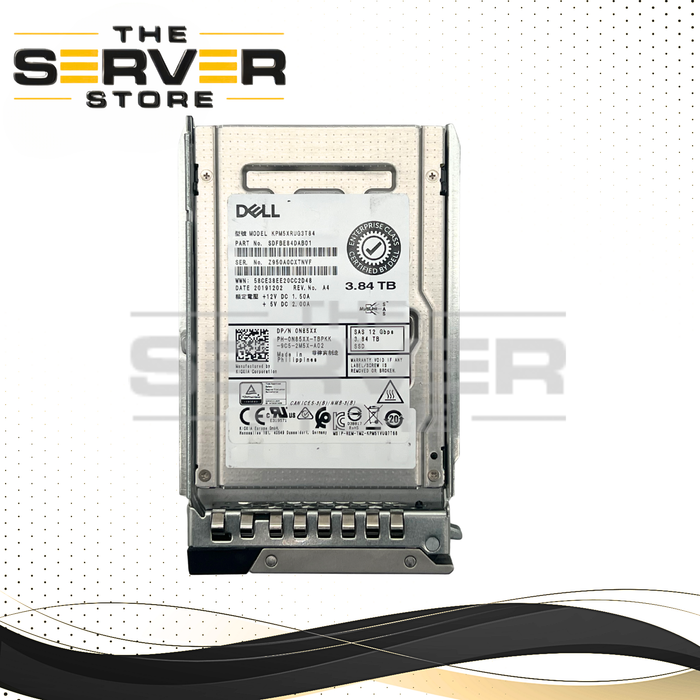 (New Open Box) Dell 3.84TB SAS 12G RI 2.5" SSD Kioxia PM5-R KPM5XRUG3T84 0N85XX N85XX (with Dell Tray for 14th‑gen and Newer Servers.)