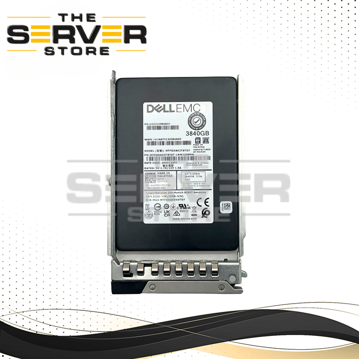 Dell 3.84TB SATA 6G MU SFF 2.5" SED SSD Micron 5300 MAX Series MTFDDAK3T8TDT 04H1RX 4H1RX (Dell PowerEdge Gen 15 Tray Included)