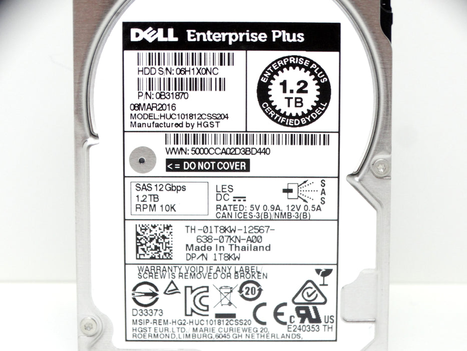 Dell Enterprise Plus 1.2TB 10K 12Gbps SAS 2.5'' SFF HDD (1T8KW)