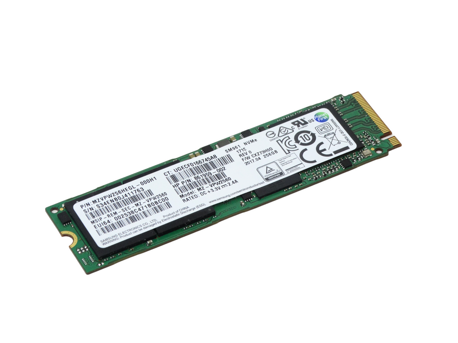 HP Samsung SM961 256GB MLC PCIe NVME M.2 2280 SSD (MZ-VPW2560)