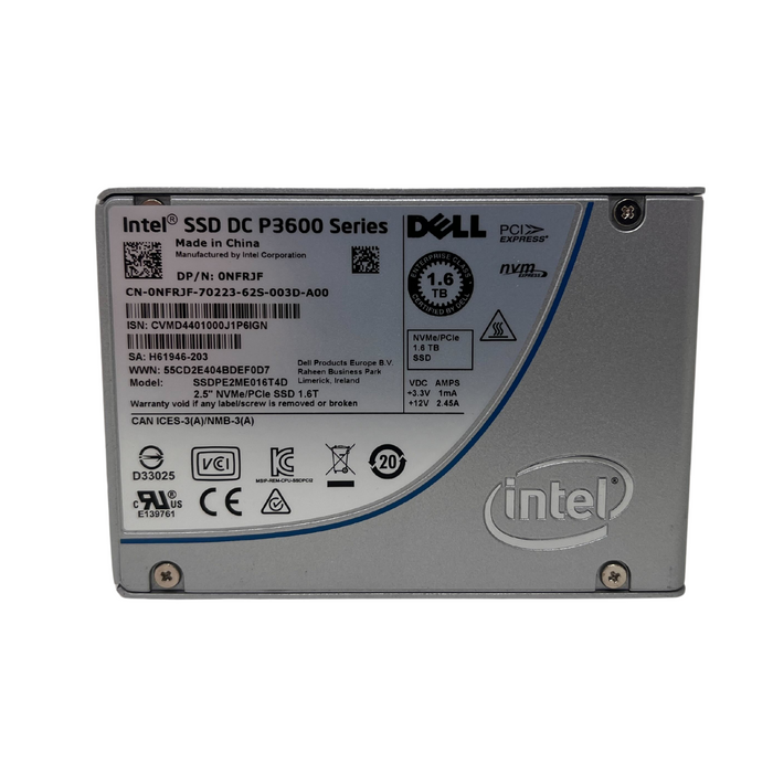 Intel SSD DC P3600 Series SSDPE2ME016T4D 2.5" 1.6TB NVMe PCIe SAS SSD Solid State Drive (0NFRJF)